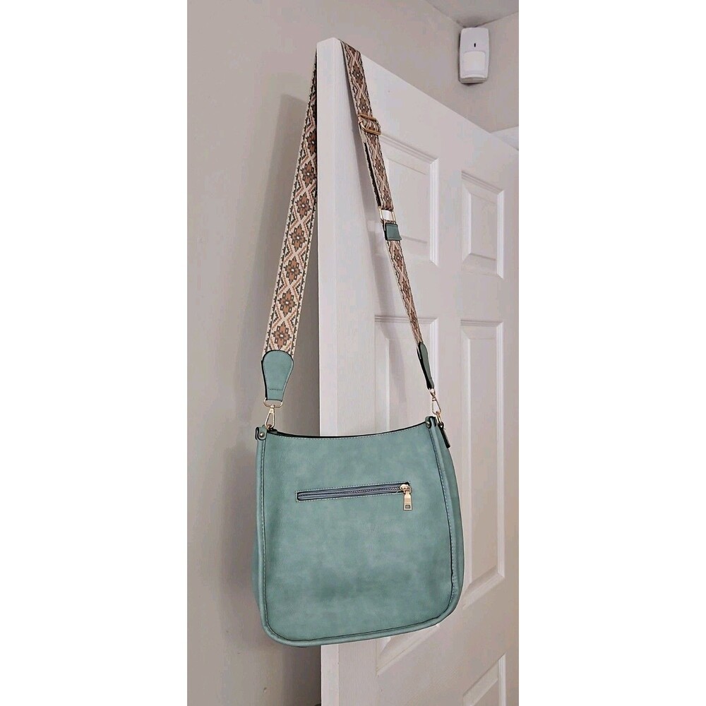 Jen & Co. Chloe Crossbody Shoulder Bag, Vegan Leather Teal Southwest Print Strap